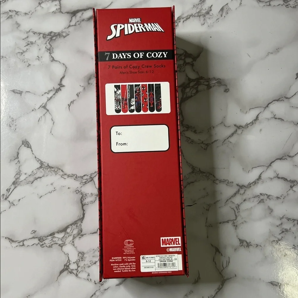 Marvel Spider-Man Red and Black Crew Socks Set Size 6-12